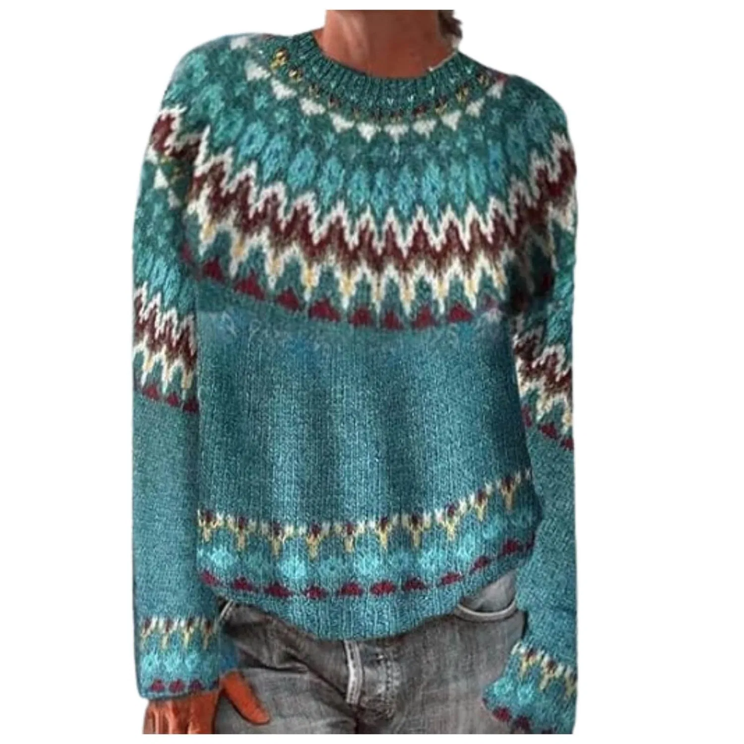 Женский свободный свитер с длинным рукавом Christmas Jumper, Blue