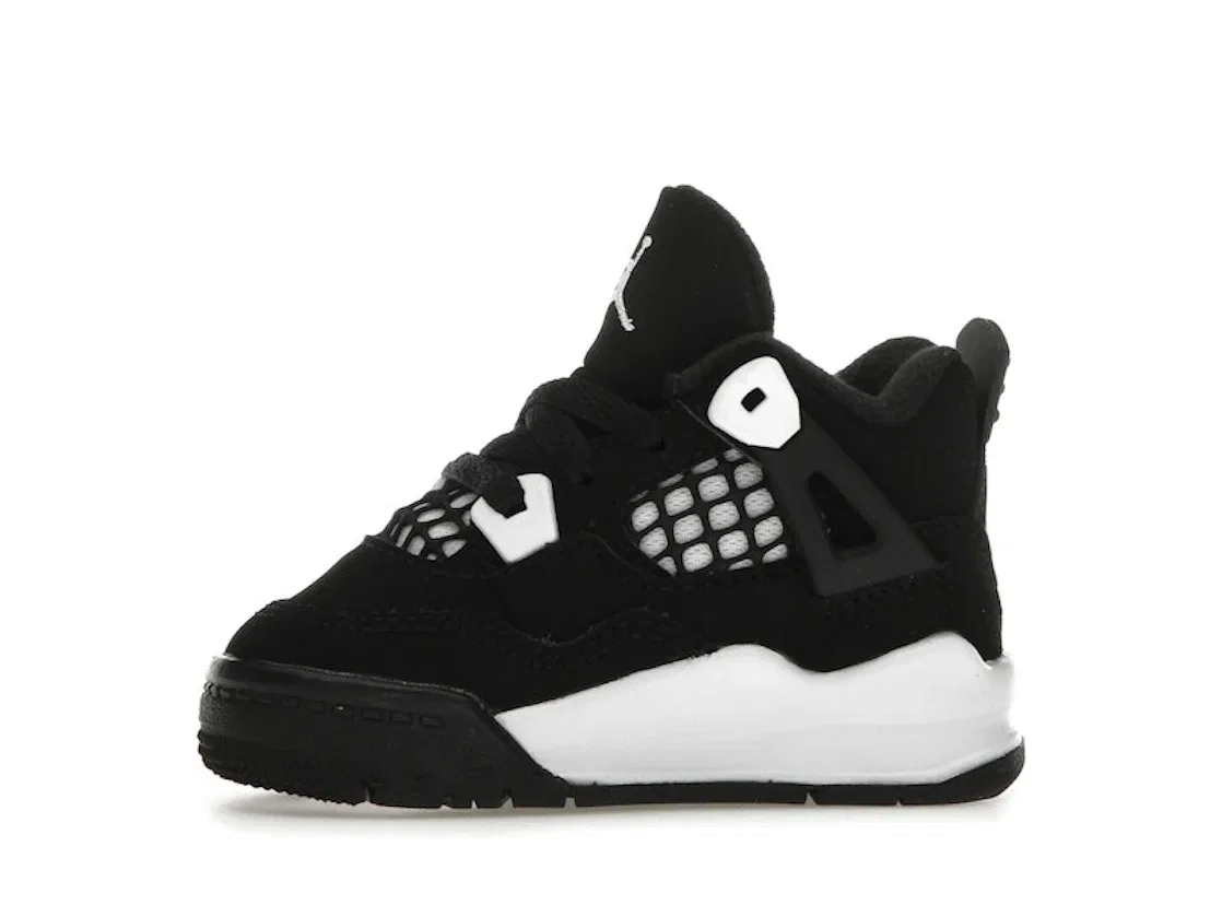 Детские кроссовки с верхом из нубука Jordan 4 Retro, Black/White/Black — фото 3