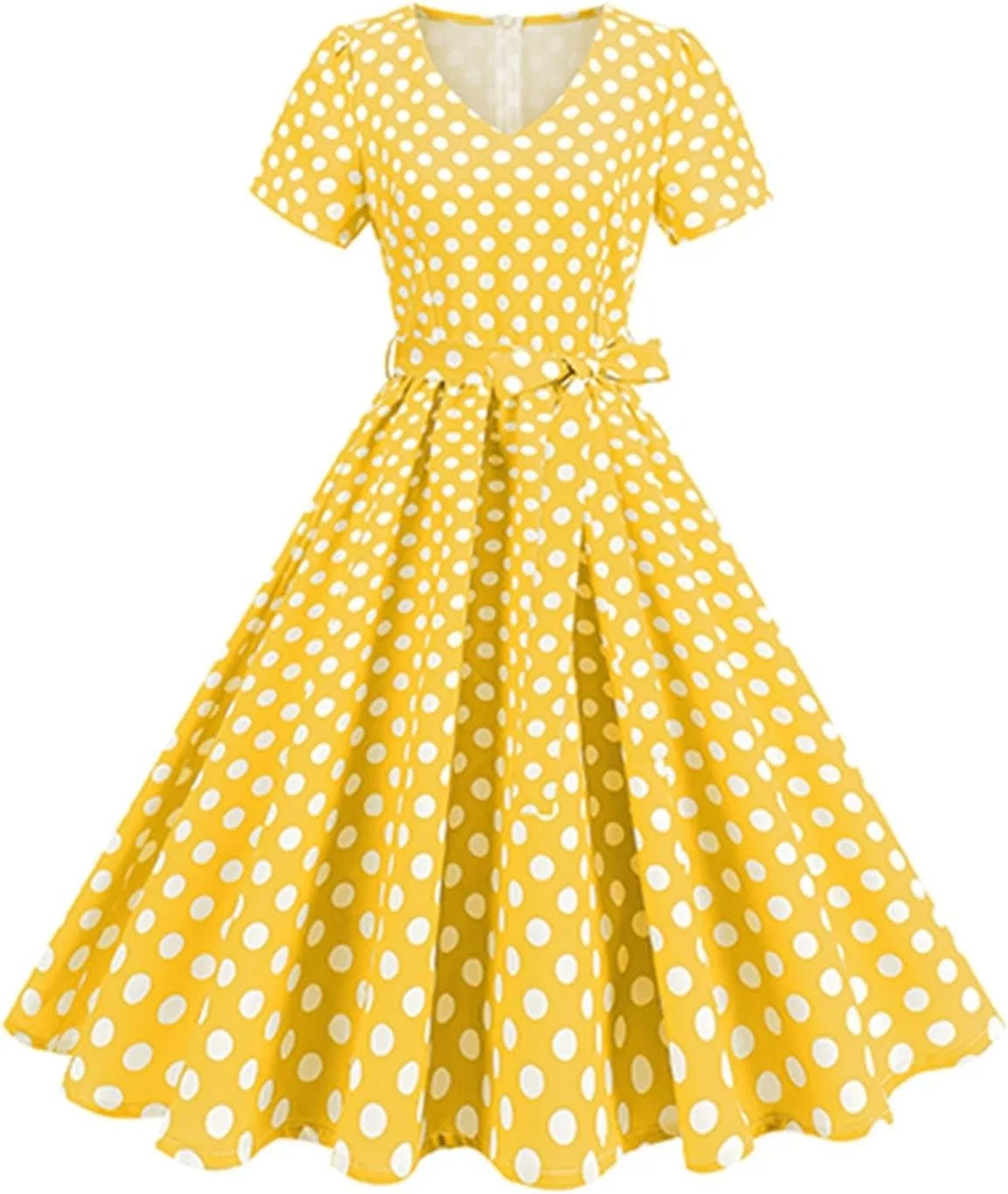 Женское повседневное платье в горошек с капюшоном, Yellow