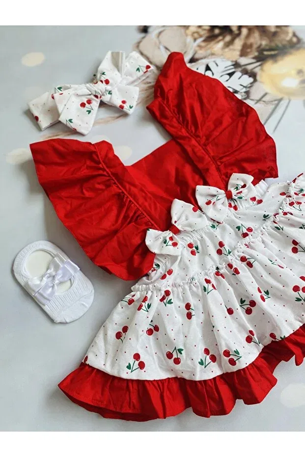 Детский комбинезон для девочек с принтом Mini Kids Baby, Red — фото 2