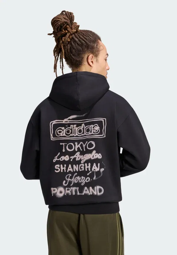 Толстовка с капюшоном и язычком из порошка Adidas Originals, черный