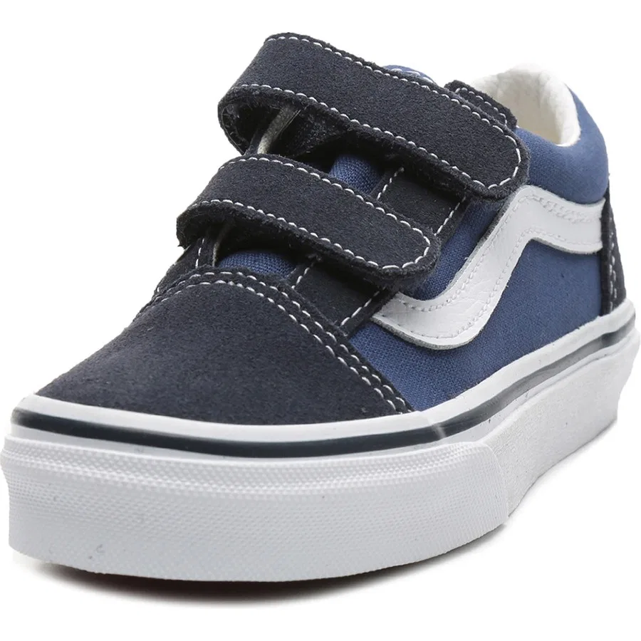 Кроссовки детские с принтом Vans Old Skool V, Vans, Белый/Темно-синий — фото 2