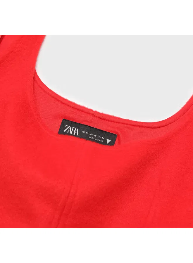 Топ на бретелях с мягкой фактурой Zara, красный — фото 4