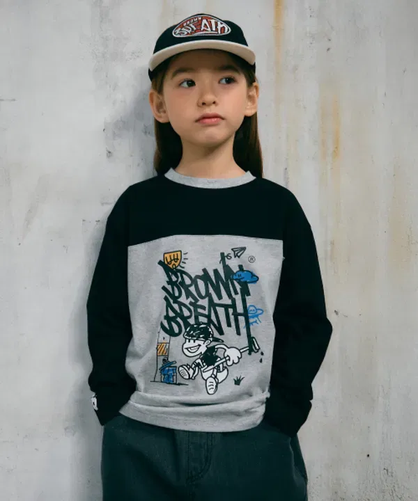 Лонгслив с цветными блоками, Kids tag, Brownbreath Kids, черный