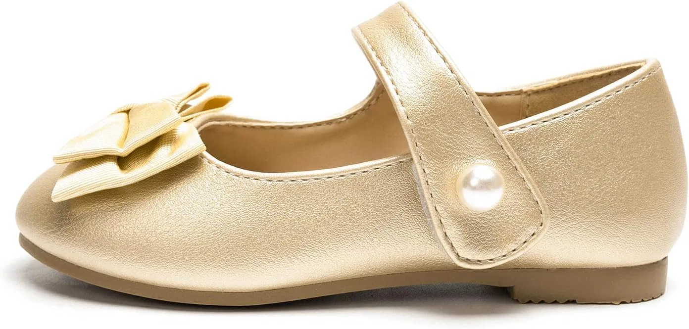 Детские туфли Мэри Джейн для девочек FUNKYMONKEY, Gold Bowknot — фото 2