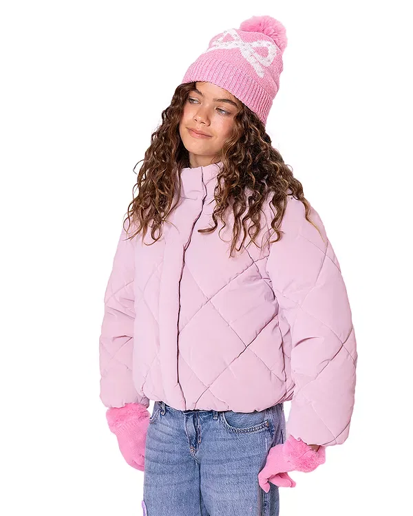 Детский комплект шапки и перчаток для девочек с бантом Omg Accessories, Bubble Gum — фото 2