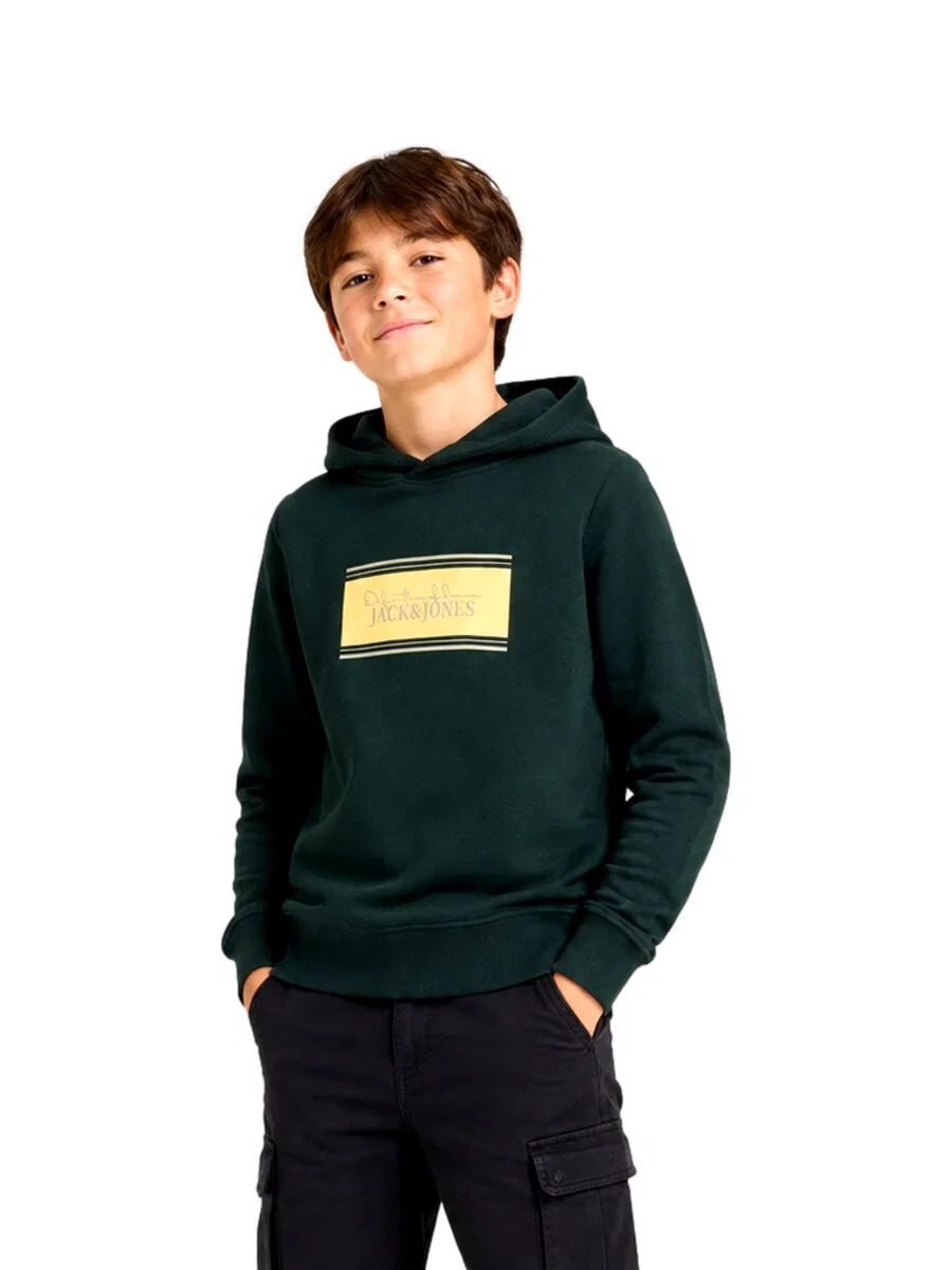 Детская толстовка Jack & Jones Junior 'JJBuster' темно-зеленого цвета — фото 2