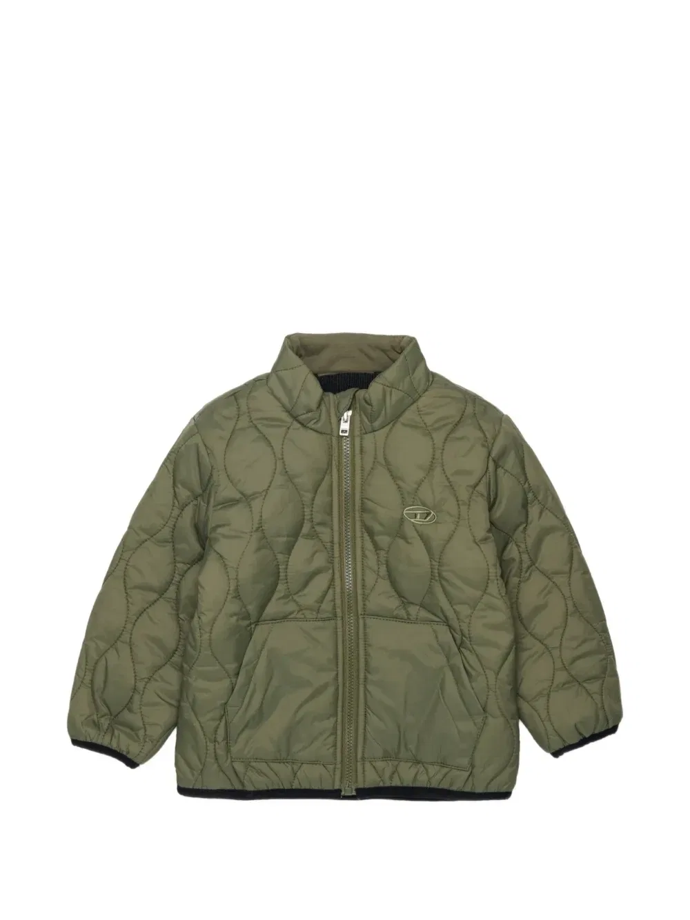 Стеганый пуховик с логотипом Diesel Kids, зеленый