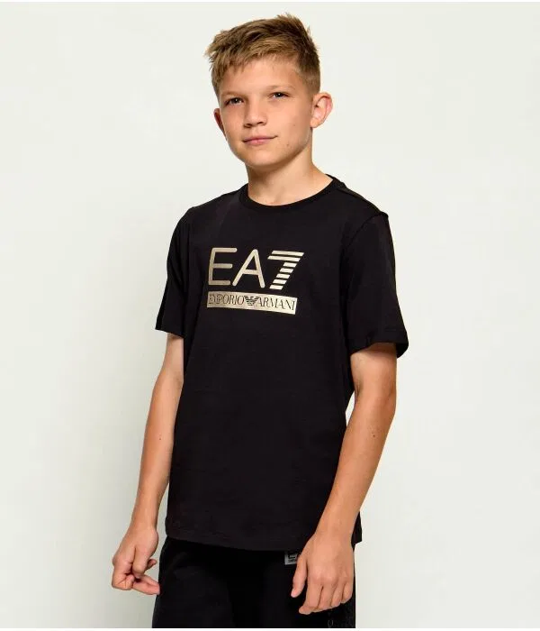 Детская футболка для мальчиков с принтом T-Shirt EA7, черный