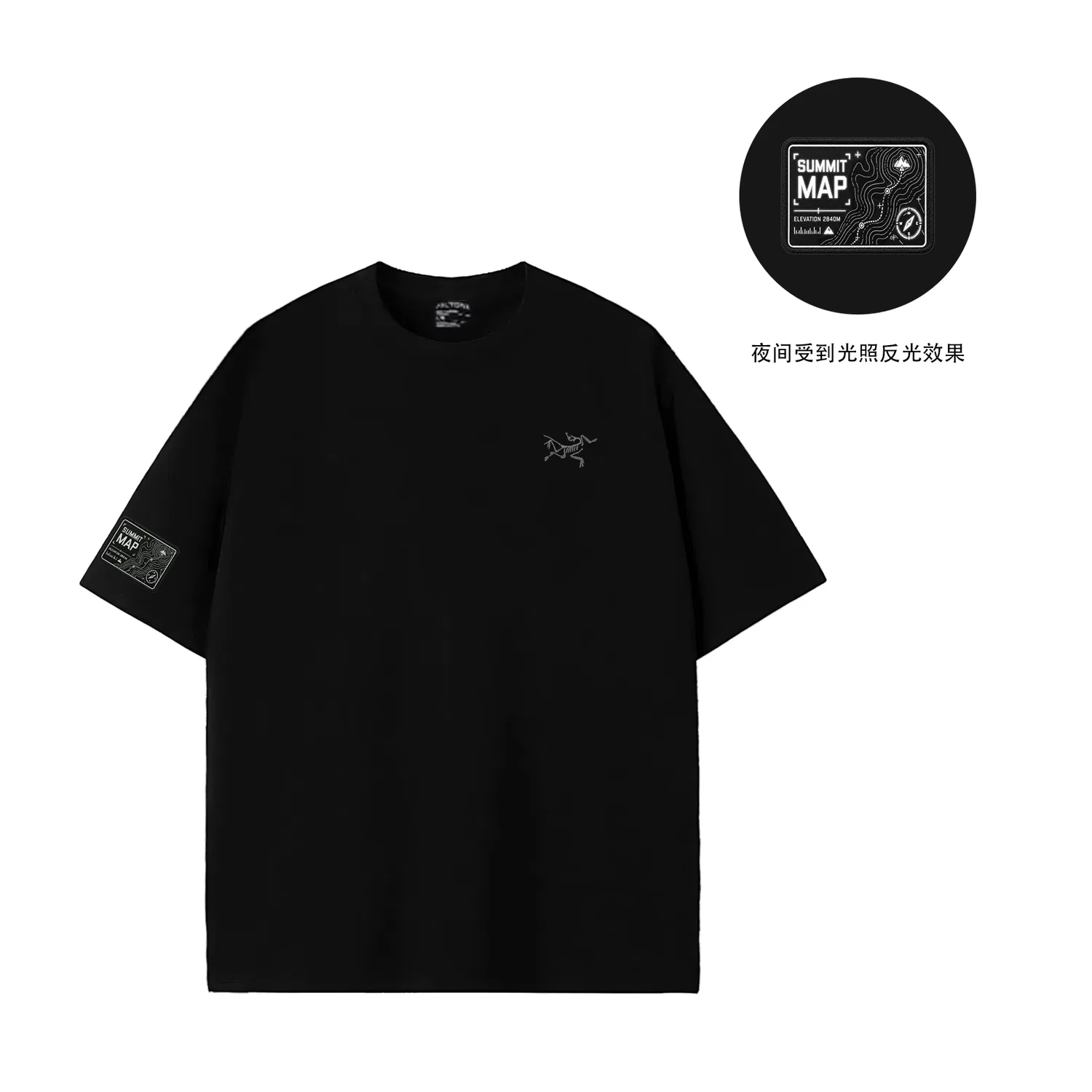 Футболка с круглым вырезом и принтом Logo KRAGG SL COTTON SHIRT, Arcteryx, Black — фото 3