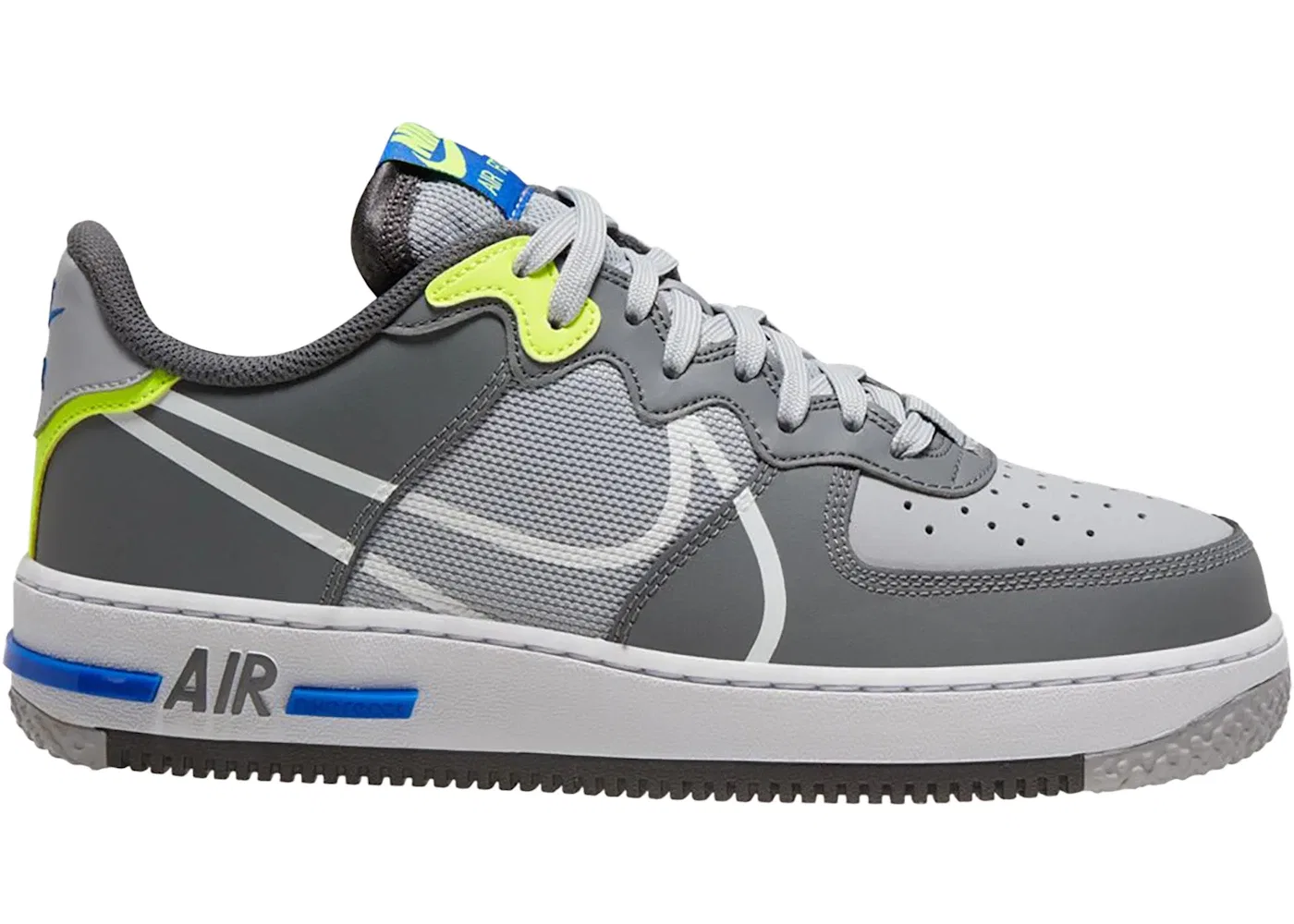 Детские кроссовки Lifestyle Nike Air Force 1 Low React, Wolf Grey/White/Neon Green