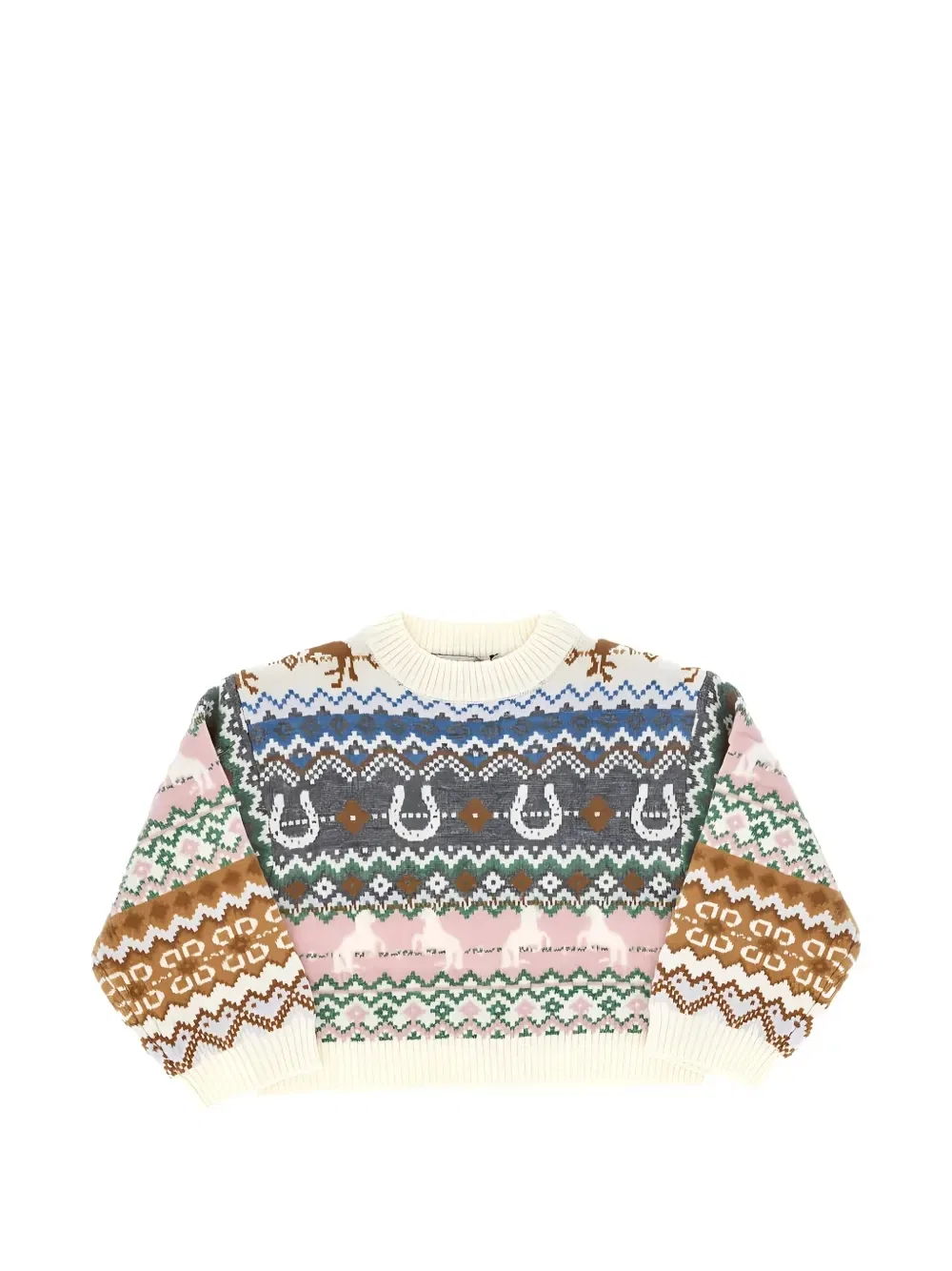 Шерстяной свитер с узором Fair Isle Stella McCartney Kids, бежевый