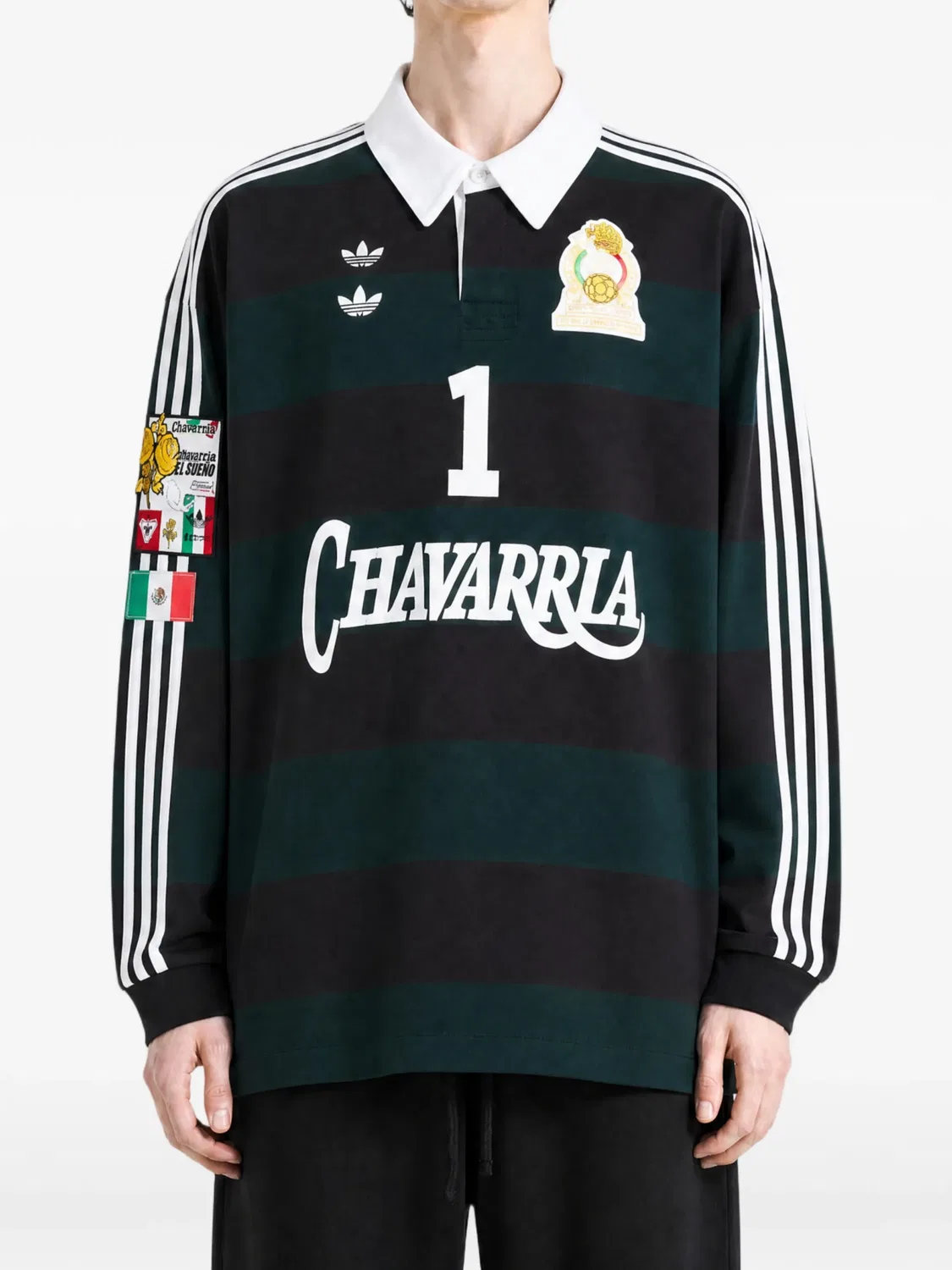 Полосатый свитер из коллаборации с Willy Chavarria Adidas, зеленый — фото 2
