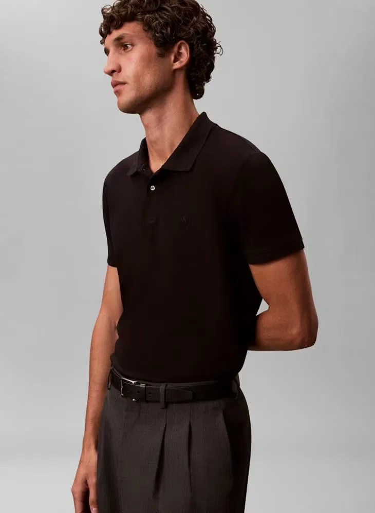 Поло приталенное Casual Slim Fit Calvin Klein, черный — фото 3