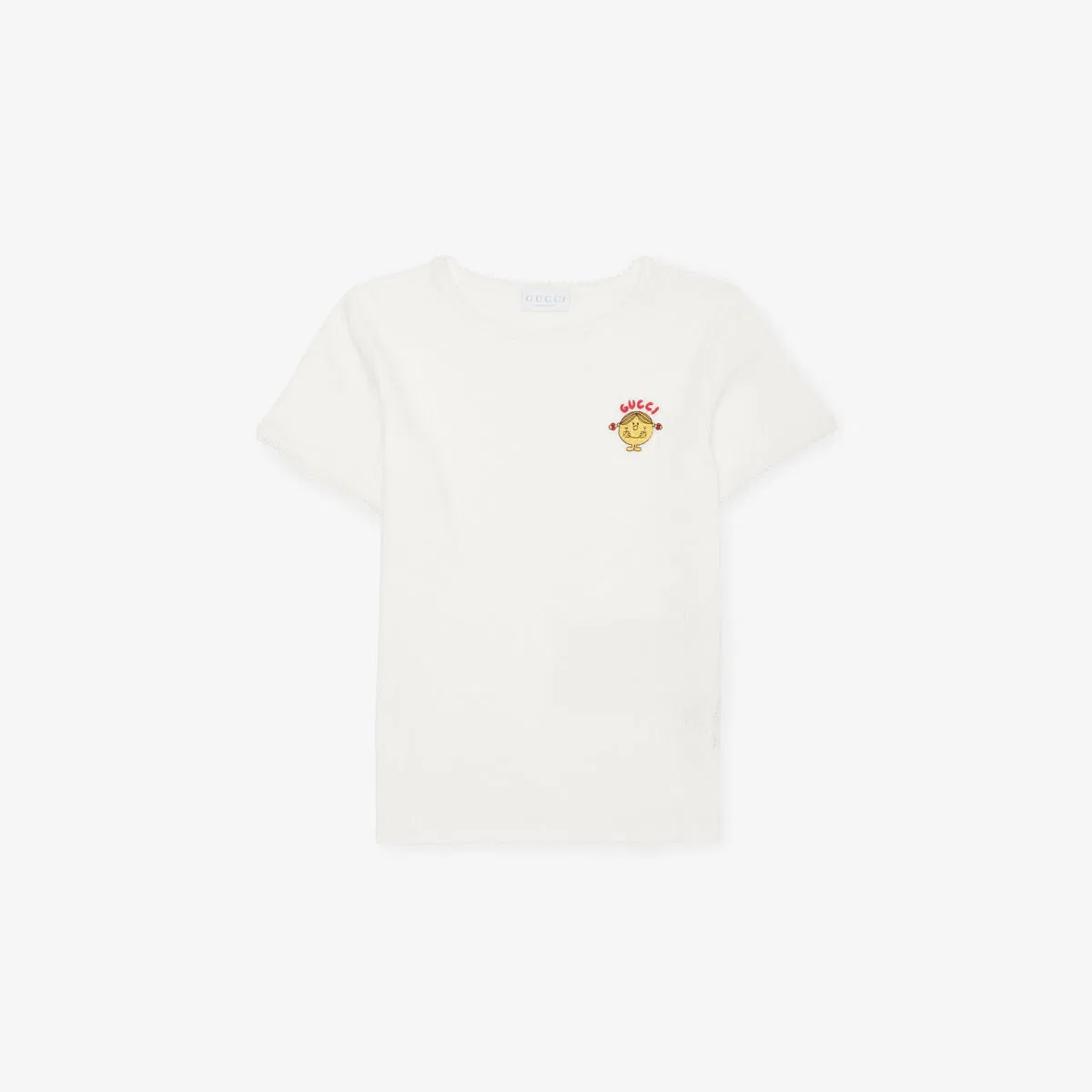 Хлопковая футболка Little Miss с логотипом, размер 6-12 лет Gucci, белый