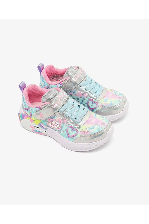 Детские кроссовки для девочек с принтом Unicorn Dreams Heart Sparkles Skechers, Blue — фото 3