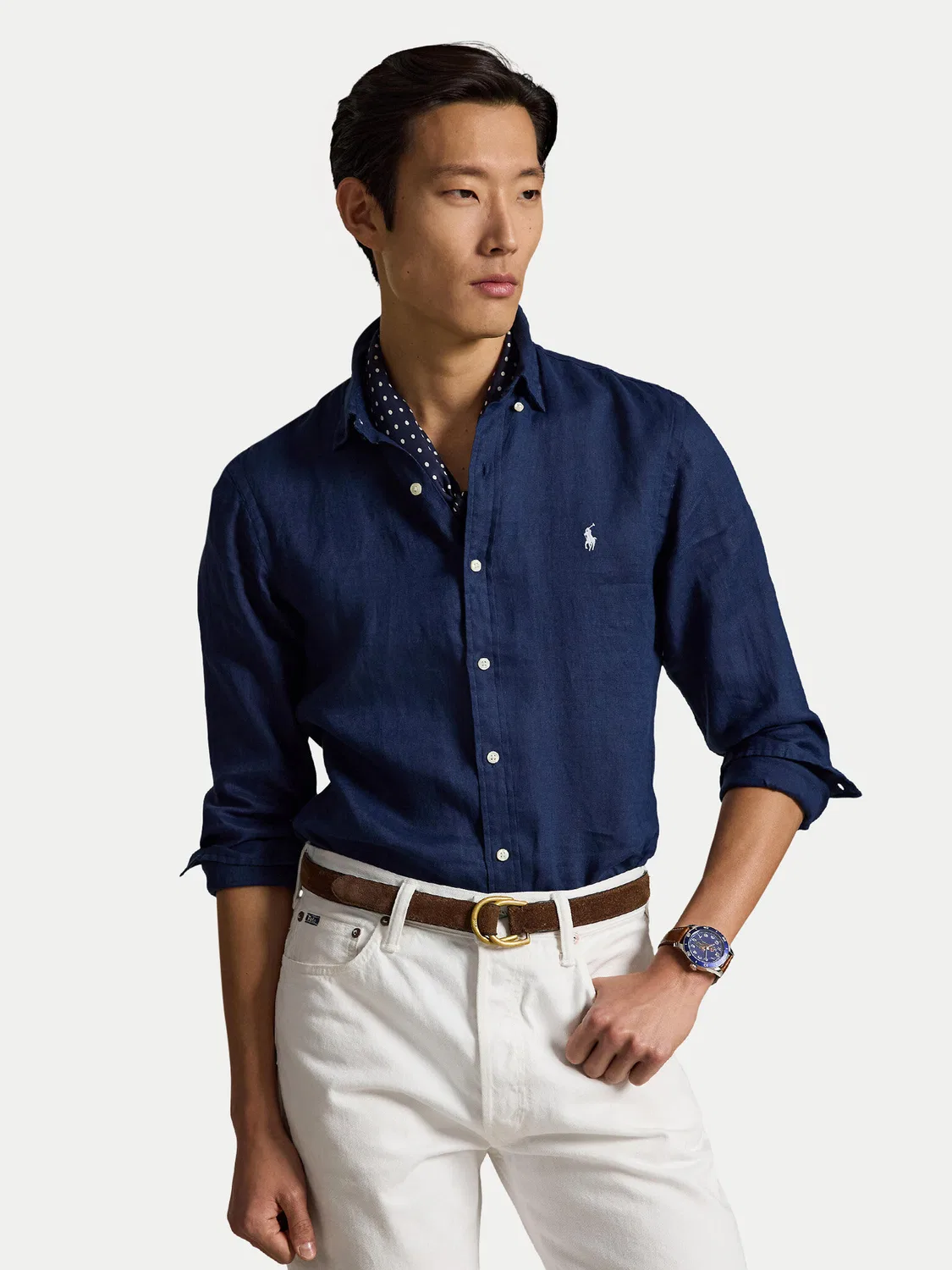 Мужская рубашка приталенного кроя Polo Ralph Lauren, темно-синий