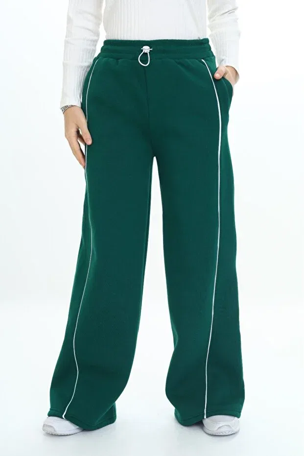 Детские спортивные штаны для девочек с широкими штанинами, Toontoy, Dark Green — фото 4