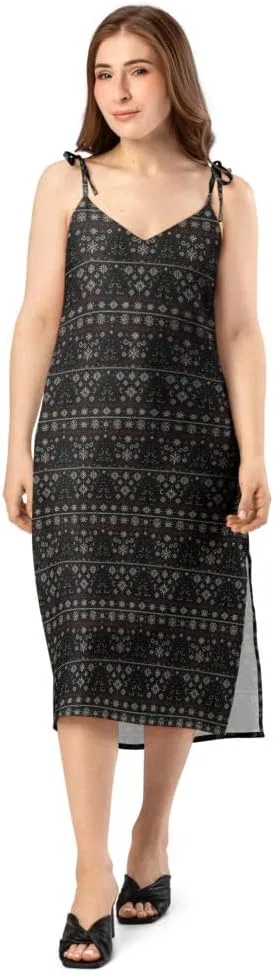 Женское платье-комбинация с готической ёлкой Tie-Strap Midi Slip Dress, White — фото 3