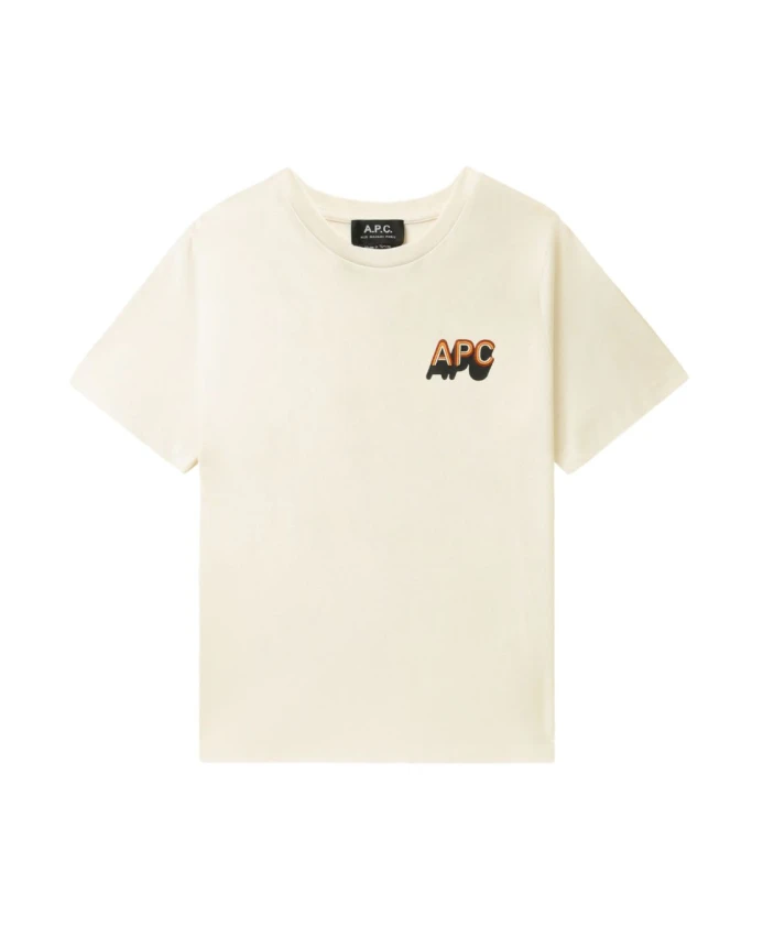 

Бежевая футболка с круглым вырезом и логотипом A.P.C., бежевый