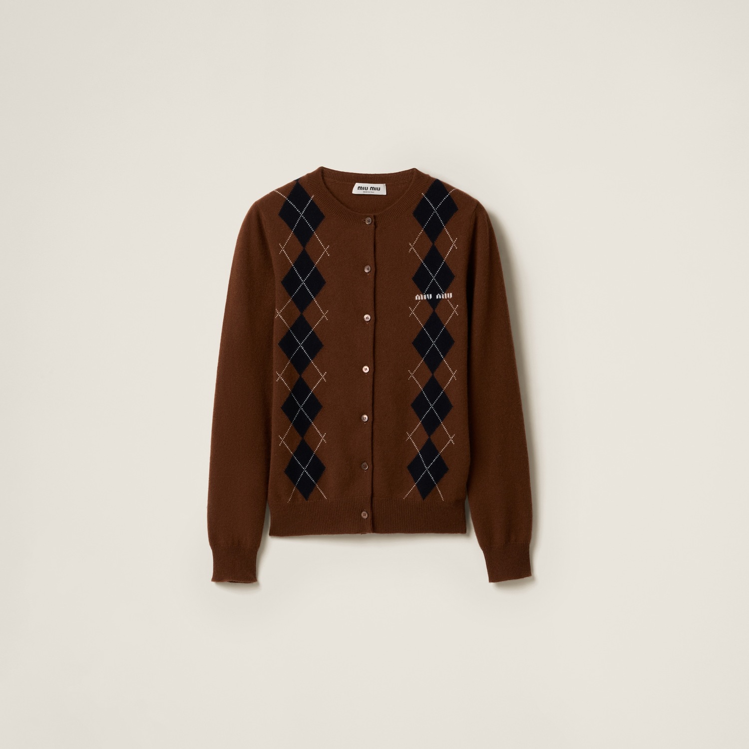 

Кардиган из кашемирового трикотажа MIU MIU, табак