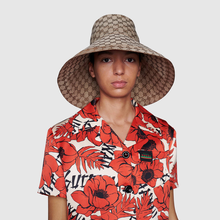 Бейсболка Gucci GG Canvas Wide Brim Hat 'Beige/Ebony', бежевый — фото 4