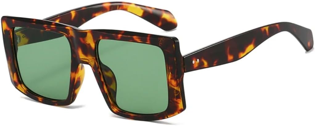 

Популярные квадратные солнцезащитные очки для женщин в стиле ретро с заклепками, для мужчин в тренде, с леопардовым принтом и защитой от УФ-излучения UV400 TVTBBVV, Leopard Green