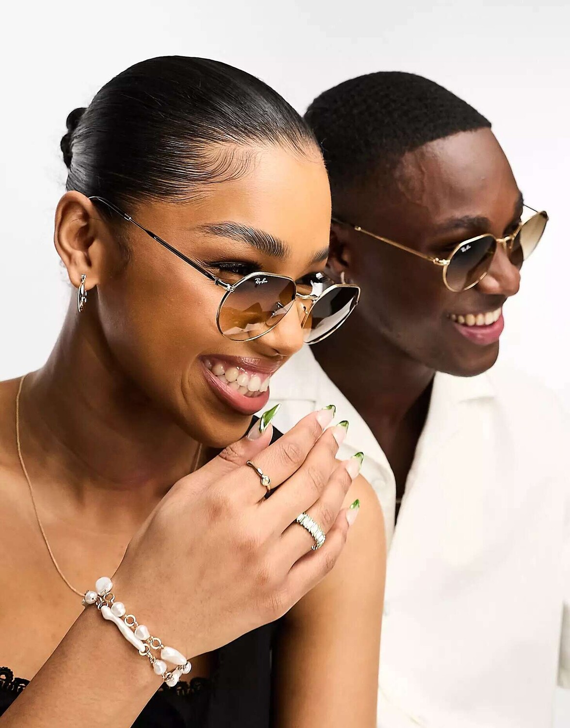 Очки Ray-Ban Jack в круглой шестигранной оправе золотого и коричневого цветов — фото 3
