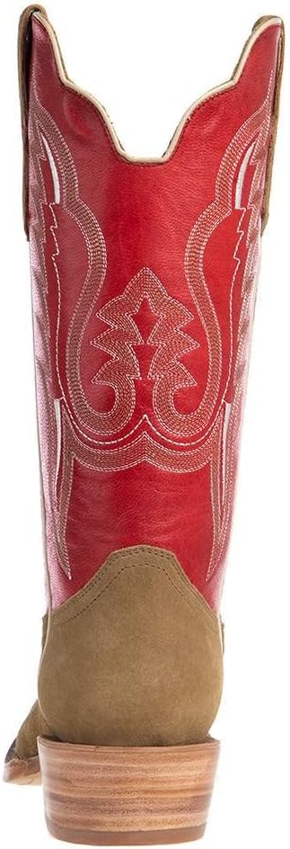 Мужские ковбойские сапоги R Watson R Watson Sand Roughout 13 Cherry Red из красной кожи с квадратным носком R Watson Boots — фото 4