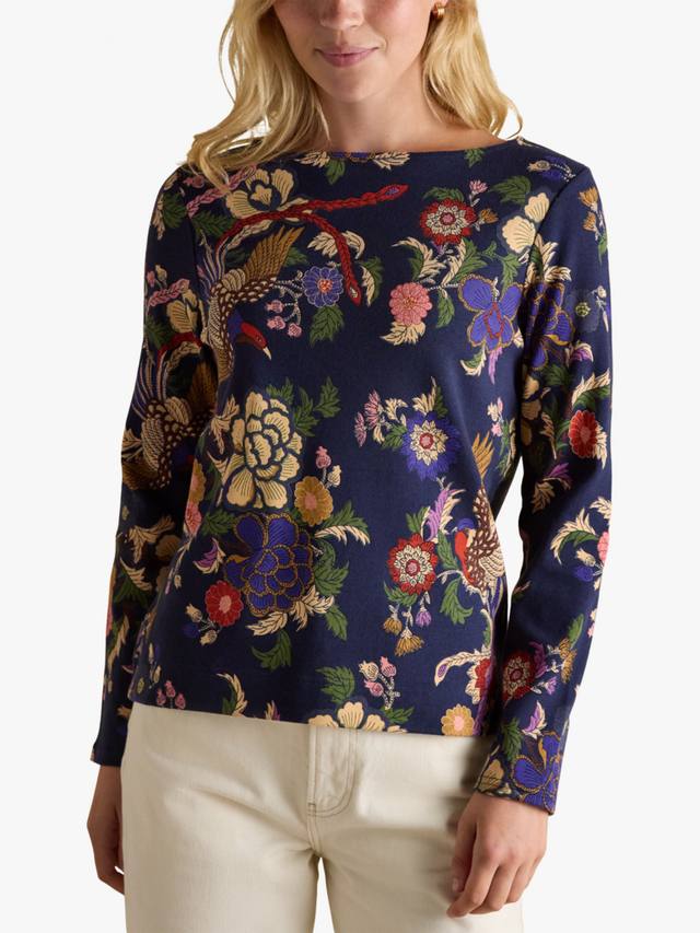 

Классический топ с длинными рукавами и цветочным принтом Joules, Navy