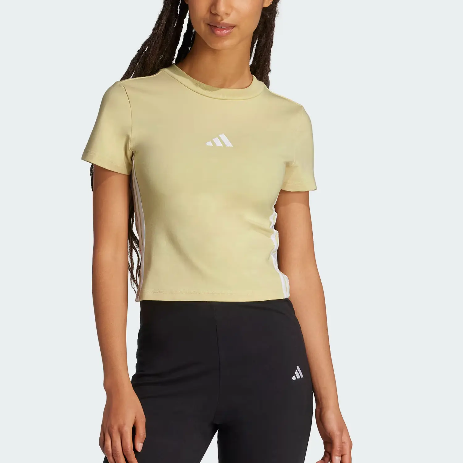 Adidas Футболка Essentials женская Powder Yellow/White — фото 3