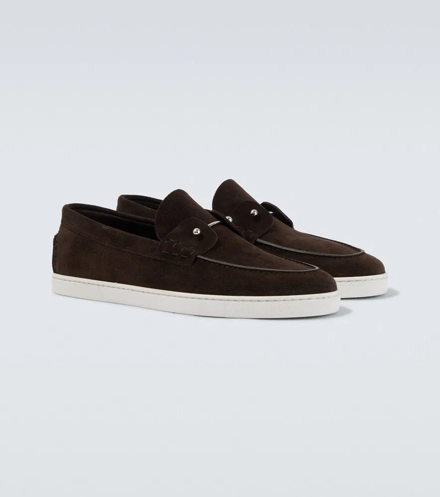 Замшевые туфли-слипоны Chambeliboat Christian Louboutin, коричневый