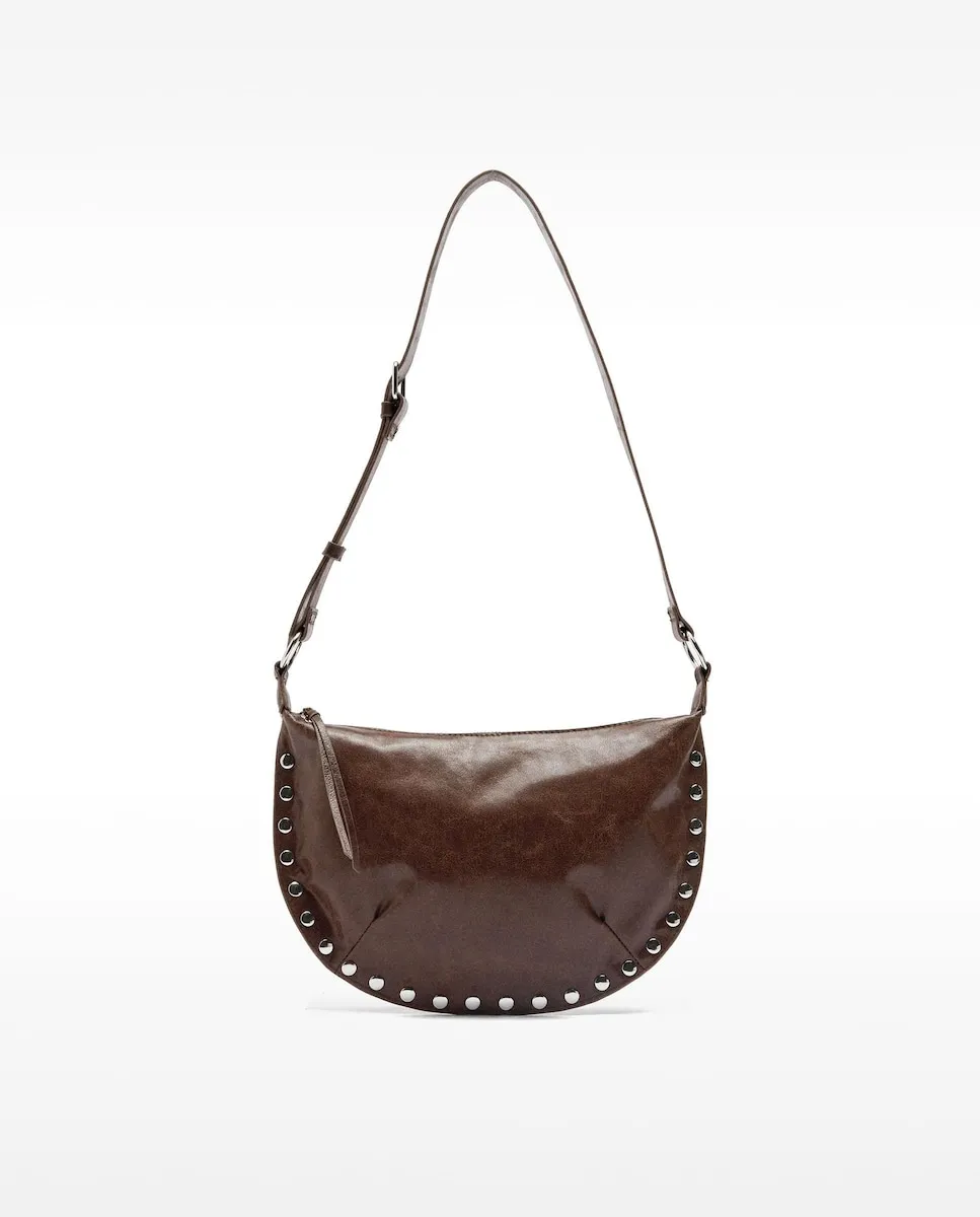 

Овальная сумка через плечо с шипами и гладкой молнией Parfois, темно-коричневый