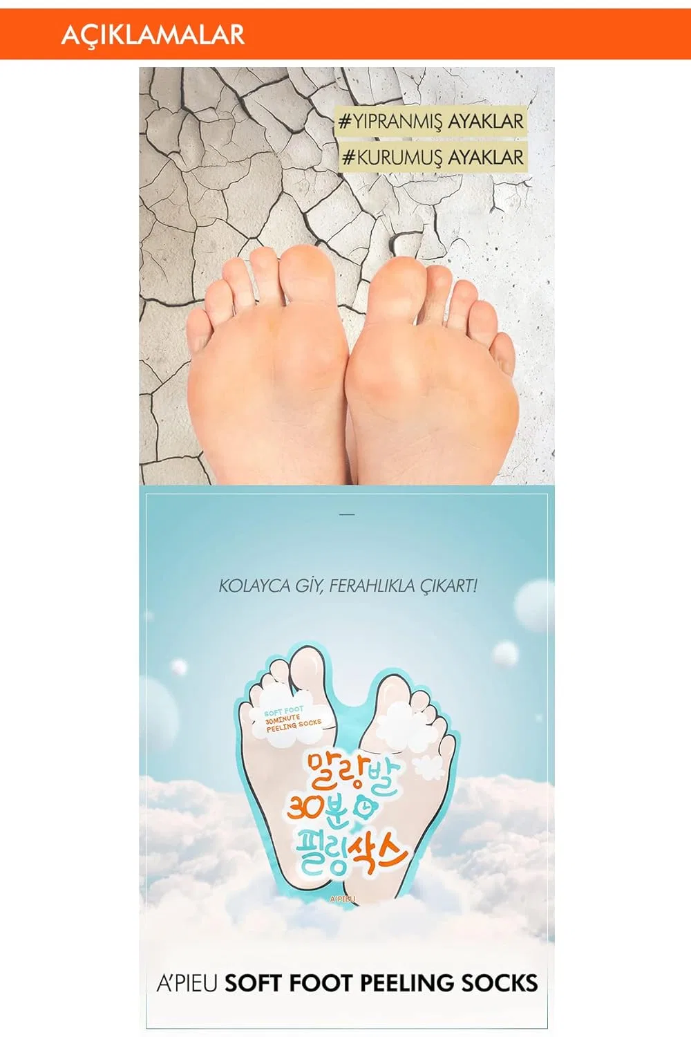 Отшелушивающие носки для ног APIEU Soft Foot Missha — фото 2