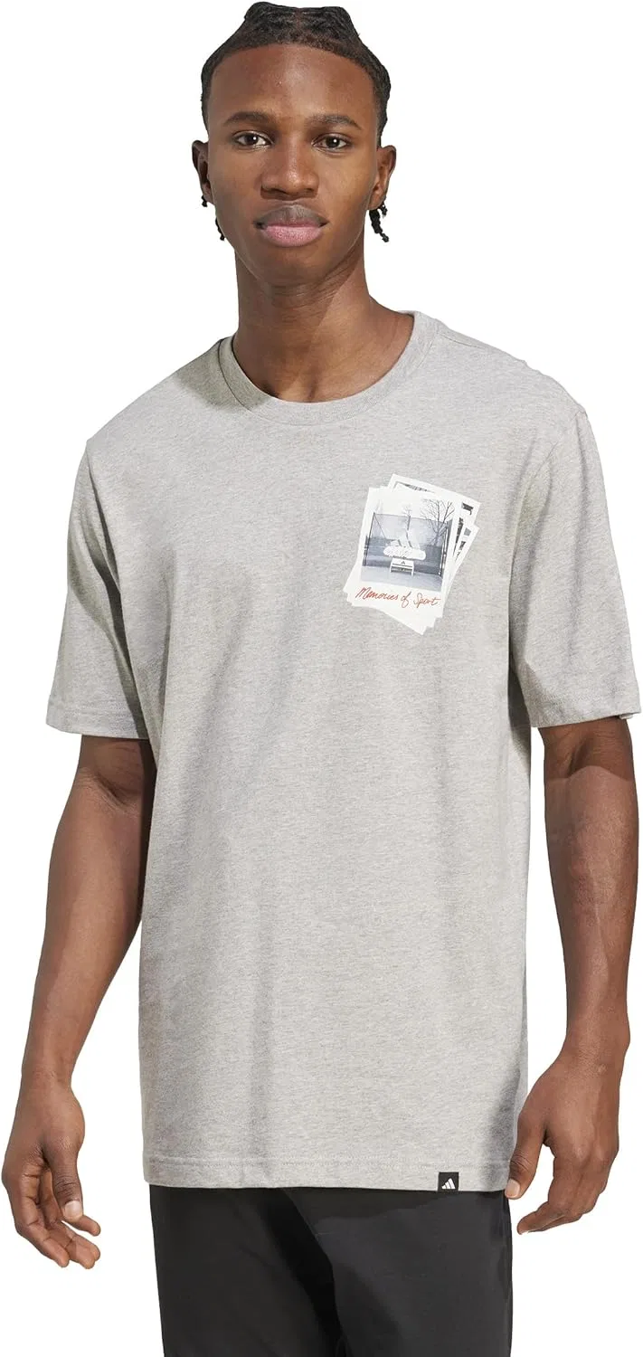 Футболка с графическим принтом adidas, Medium Grey Heather/Memories of Sport