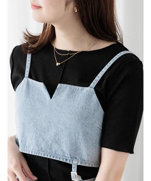 

Топ с короткими рукавами, блестящий Te chichi TERRASSE, черный