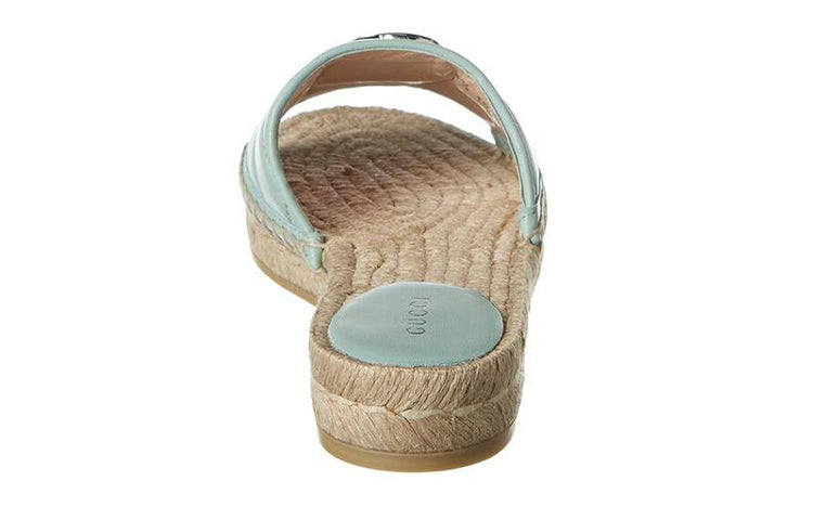 Сандалии (WMNS) Gucci Double g Straw Woven Mint Green Slippers 628106-BKO00-3926 — фото 3