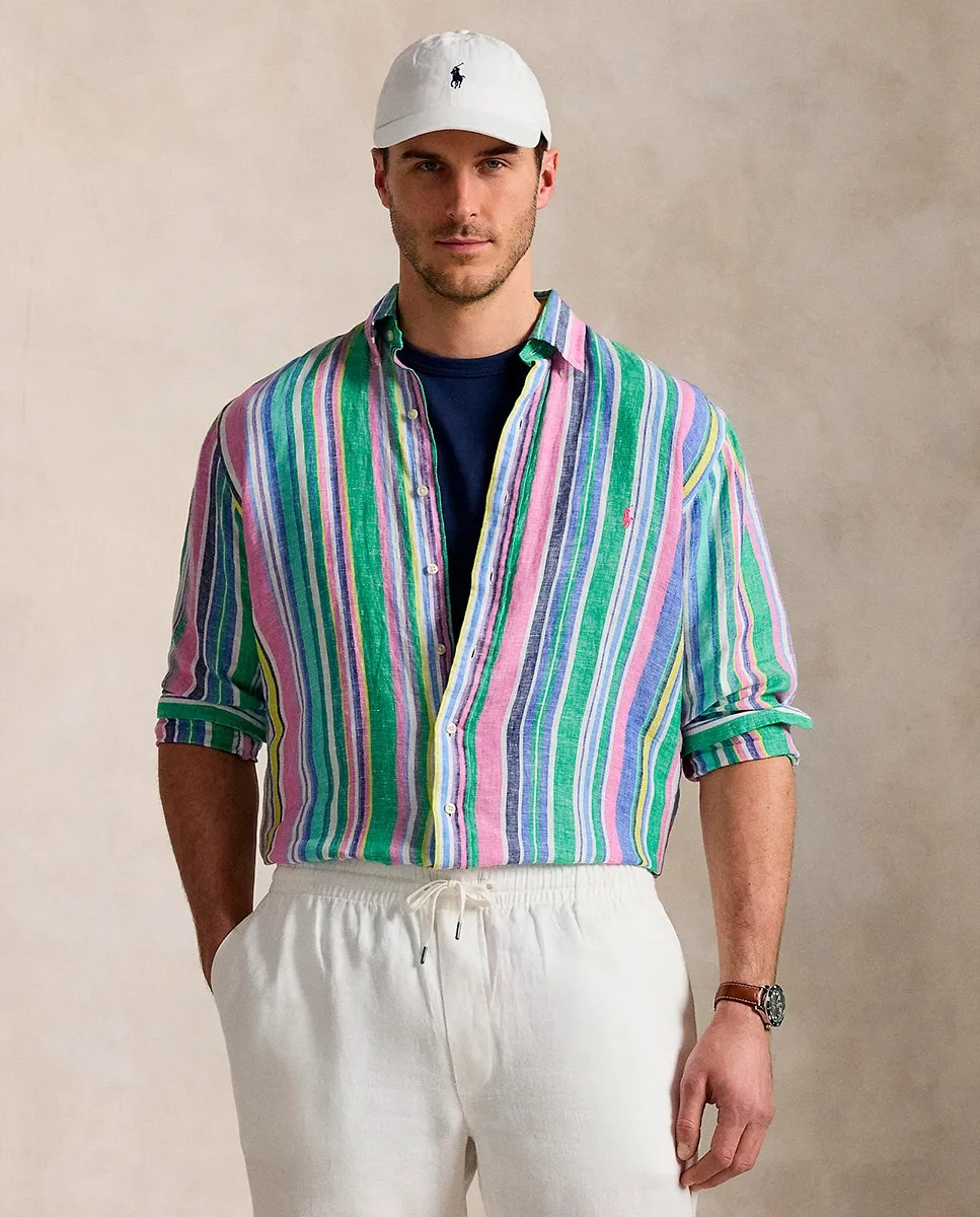 

Классическая льняная мужская рубашка больших размеров Polo Ralph Lauren, мультиколор