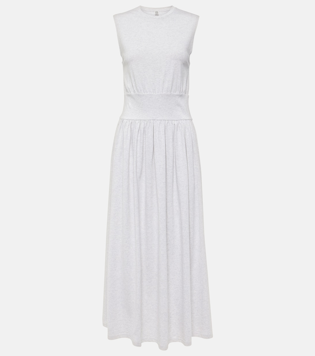

Платье макси из хлопкового джерси со сборками Toteme, Pale Grey Melange