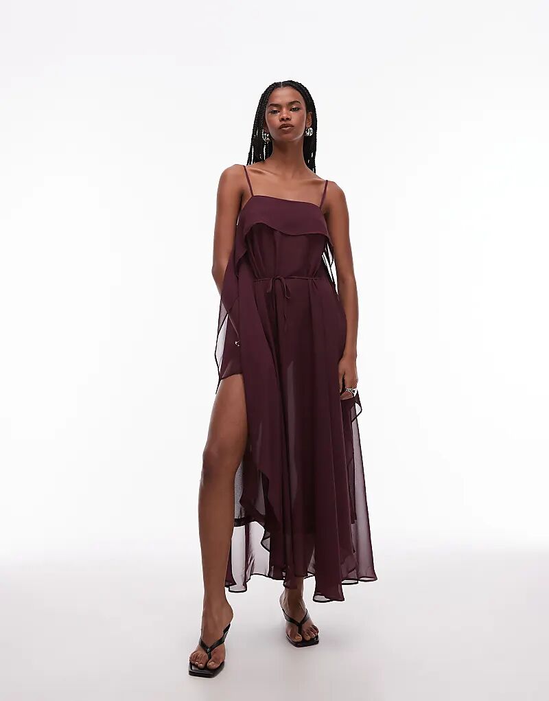 

Платье-трапеция макси из шифона ASOS DESIGN сливового цвета