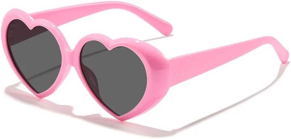 

Солнцезащитные очки в форме сердца для женщин, солнцезащитные очки для вечеринок, винтажные очки с защитой от УФ-излучения UV400. Аксессуары TVTBBVV, Pink