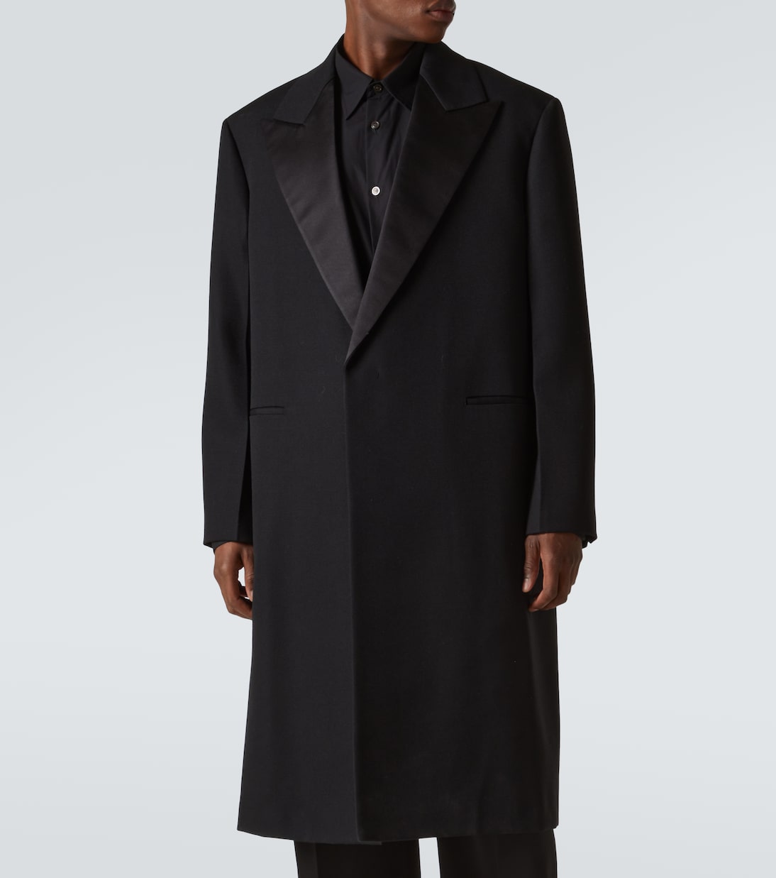 Шерстяное пальто с шелковой отделкой Jil Sander, черный — фото 3