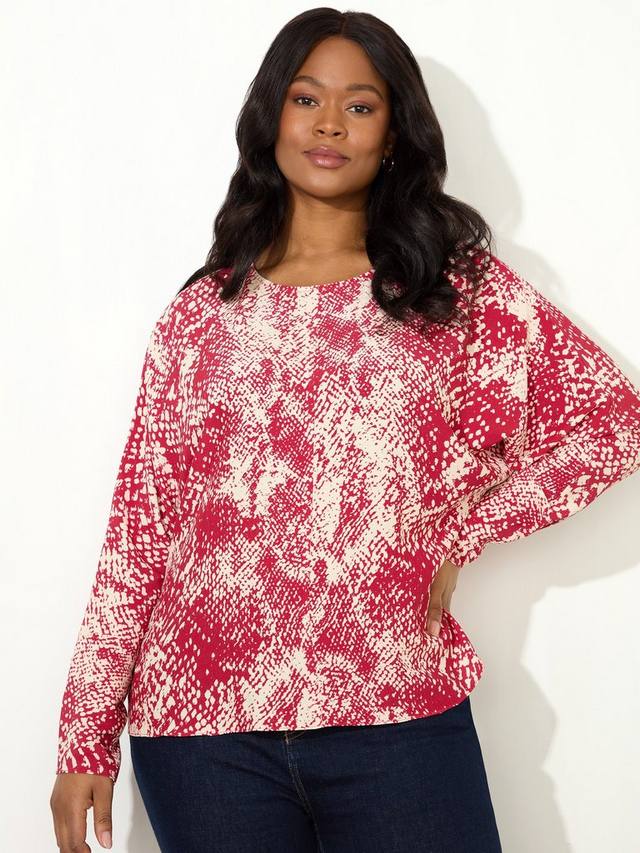 

Блузка с рукавом долман в змеином принте Live Unlimited, Red
