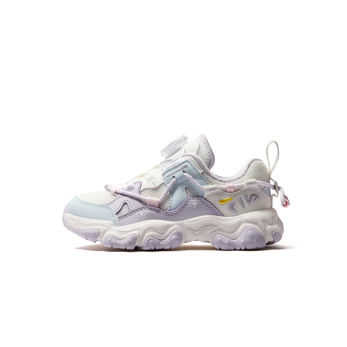 FILA KIDS Heritage FHT Synthetic Leather, Textile Breathable детские кроссовки для бега Snow/Purple Plume