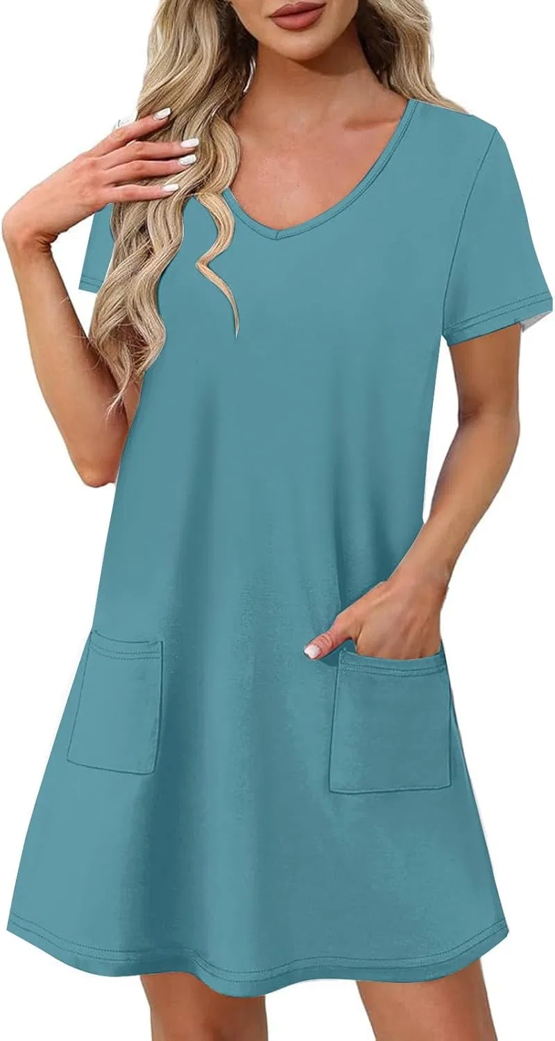 Женское мини-платье с карманами Regular Fit, Light Blue