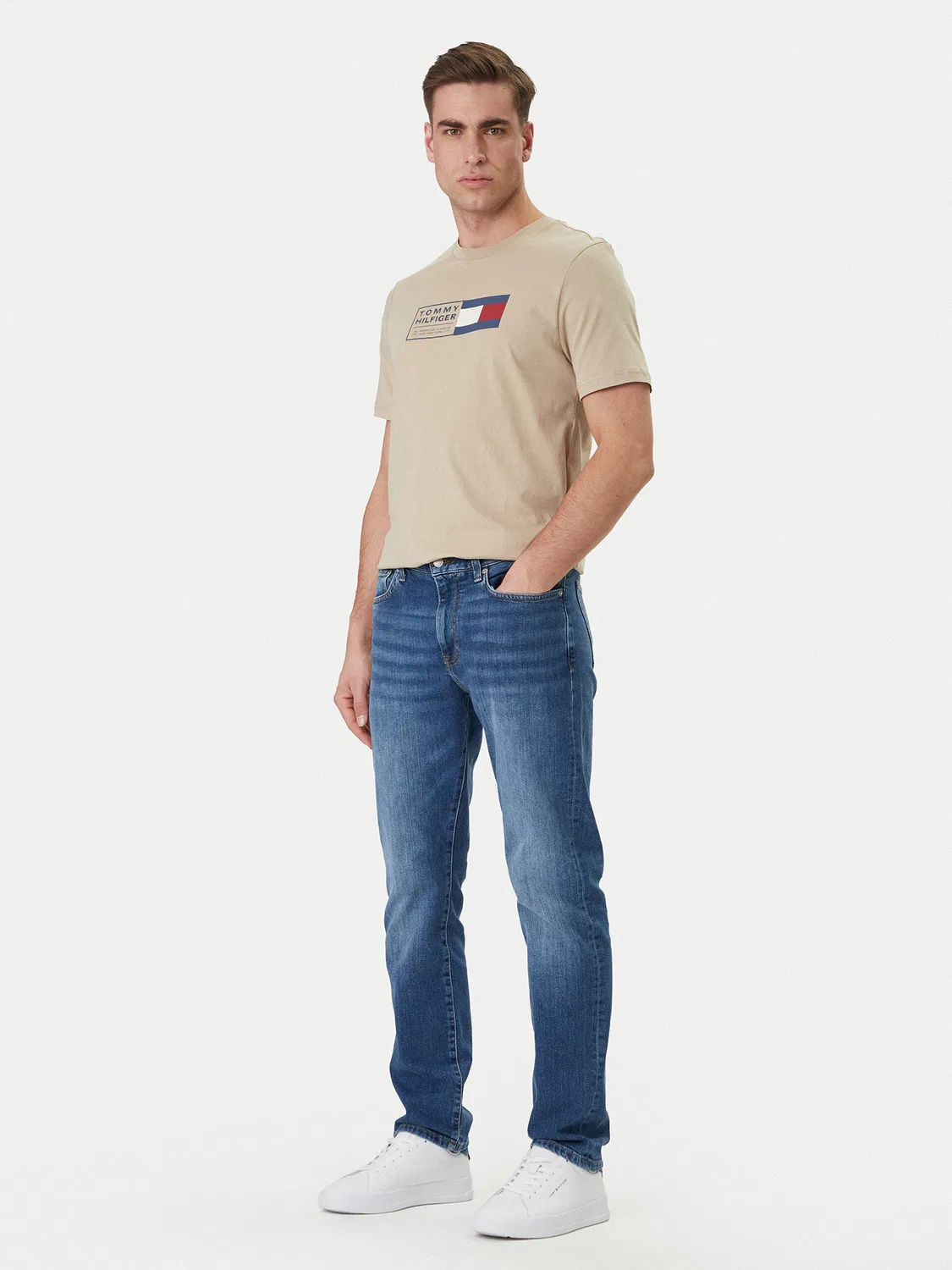 Мужская футболка стандартного кроя Brand Love Box Tommy Hilfiger, бежевый — фото 2