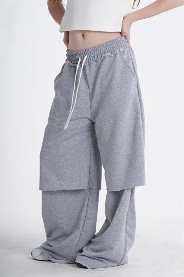 Детские спортивные штаны для девочек свободного кроя Haykids, Gray — фото 4