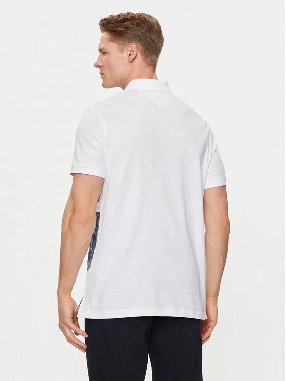 Поло regular fit Palm Print Tommy Hilfiger, белый — фото 3