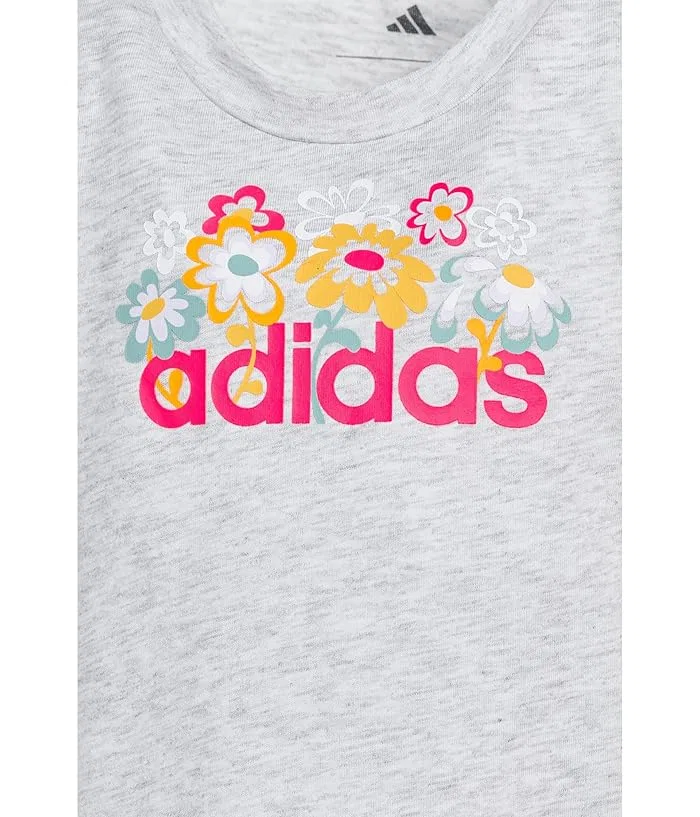 Детский комплект футболка и шорты с цветочным принтом Adidas Kids, Light Grey Heather — фото 3