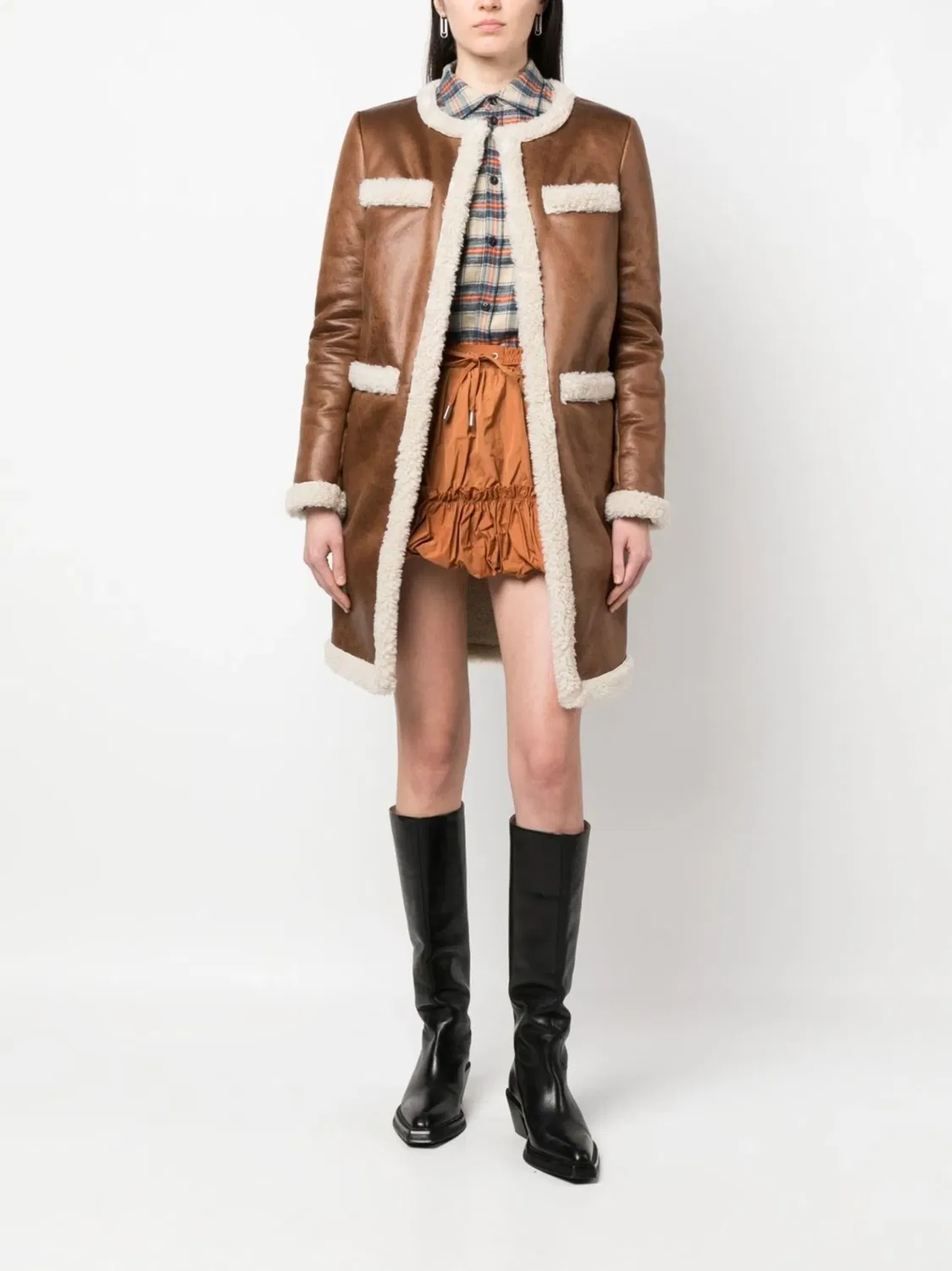 Пальто без воротника из искусственного меха DSQUARED2, коричневый — фото 3